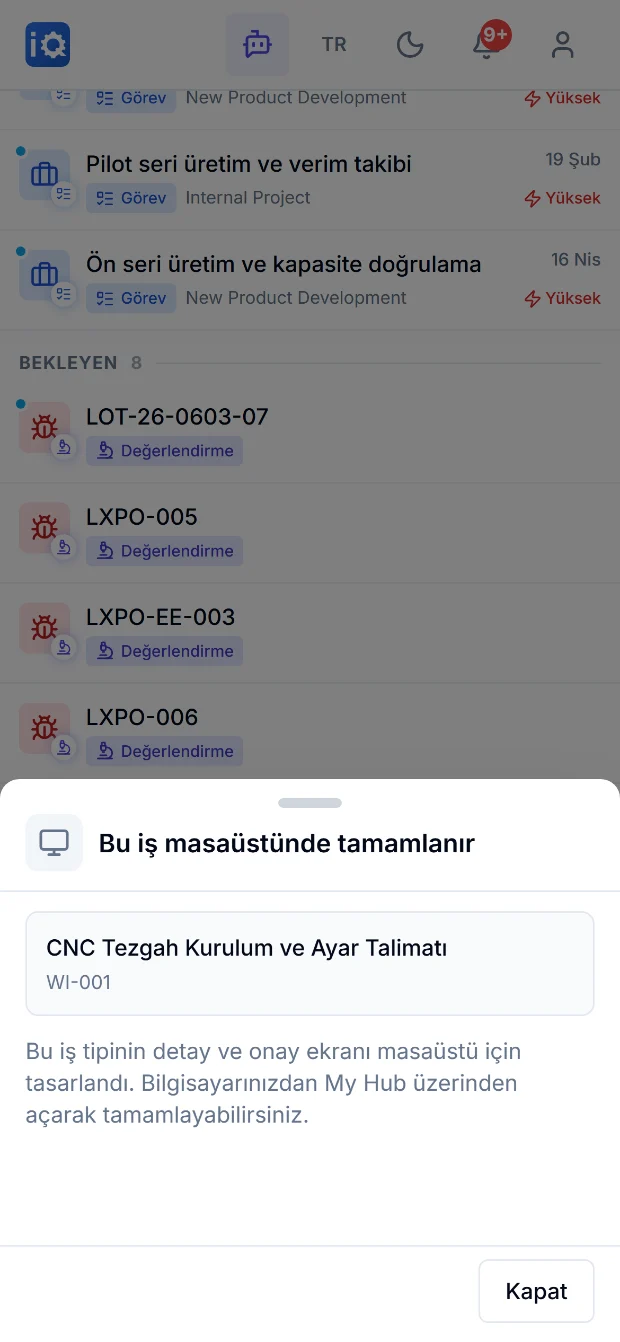 Telefonda doküman onay adımı